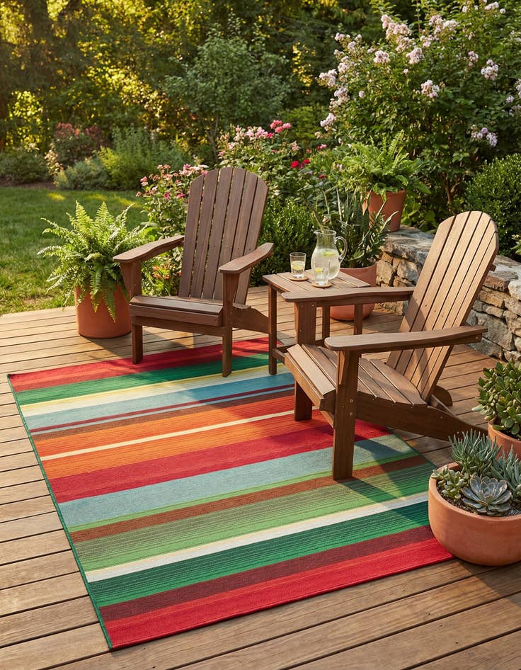 Detail image of 3' 3 x 5' 3 Washable Modern Indoor / Outdoor Rug