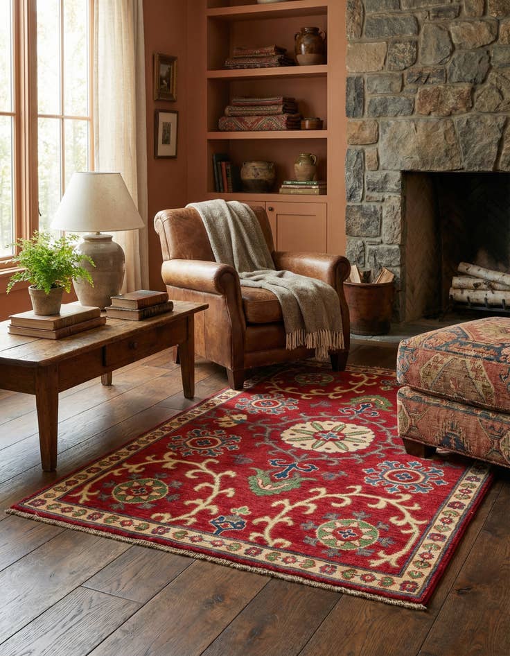 Detail image of 3' 4 x 5' 2 Hand Knotted Kazak Rug