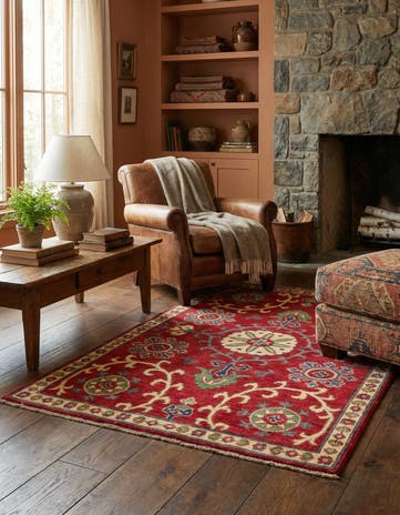 3' 4 x 5' 2 Hand Knotted Kazak Rug