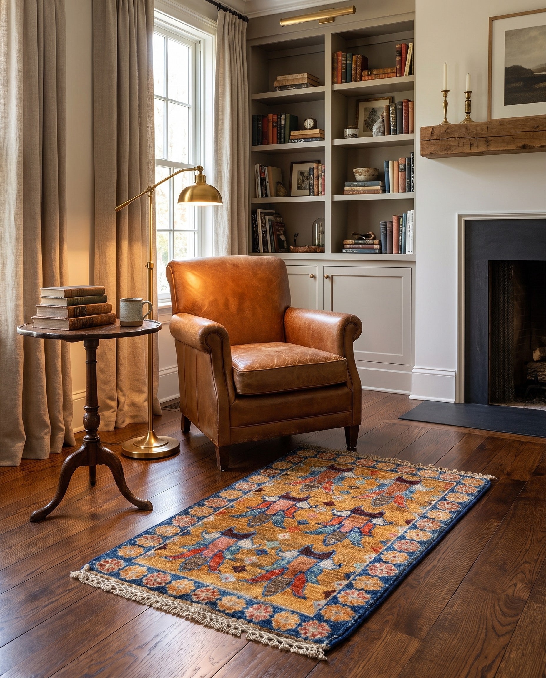 1' 4 x 2' Hand Knotted Ziegler Rug