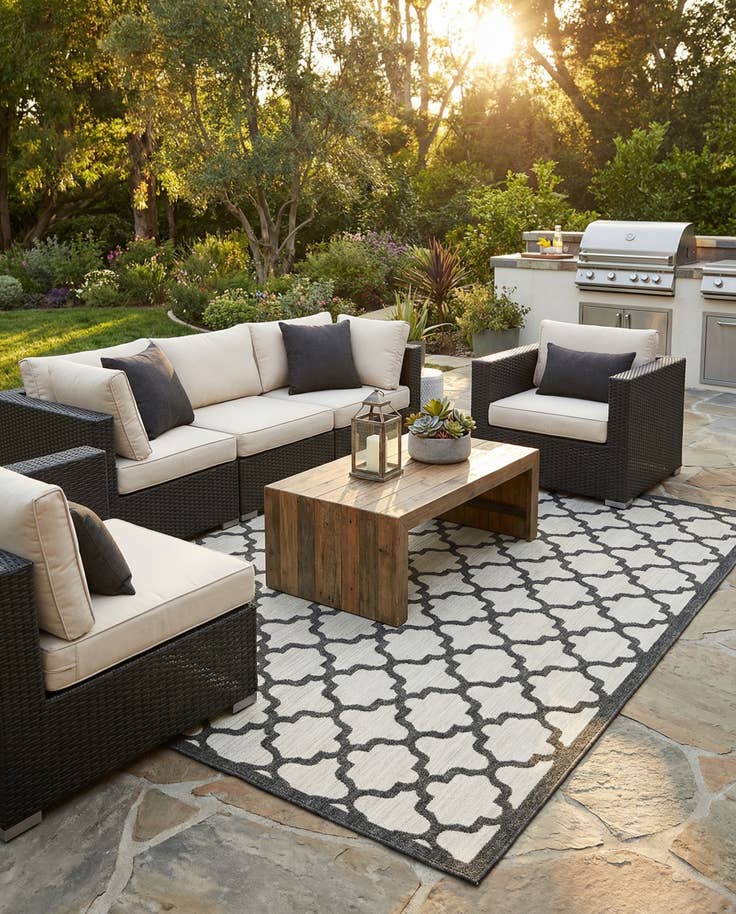 Detail image of 8' x 10' Easy-Clean Trellis Indoor / Outdoor Rug