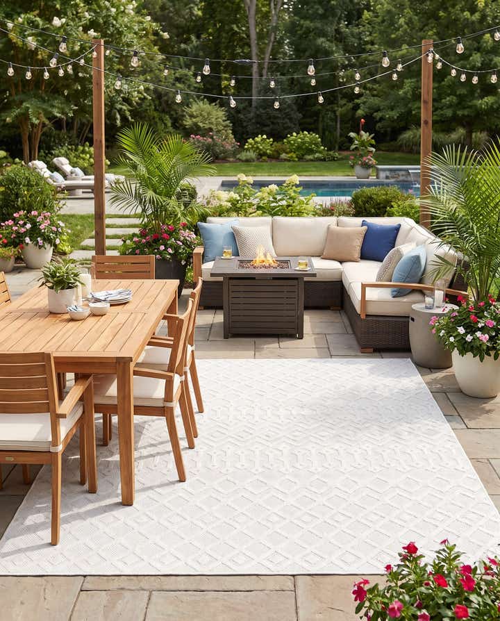 9' x 12' Easy-Clean Trellis Textured Indoor / Outdoor Rug