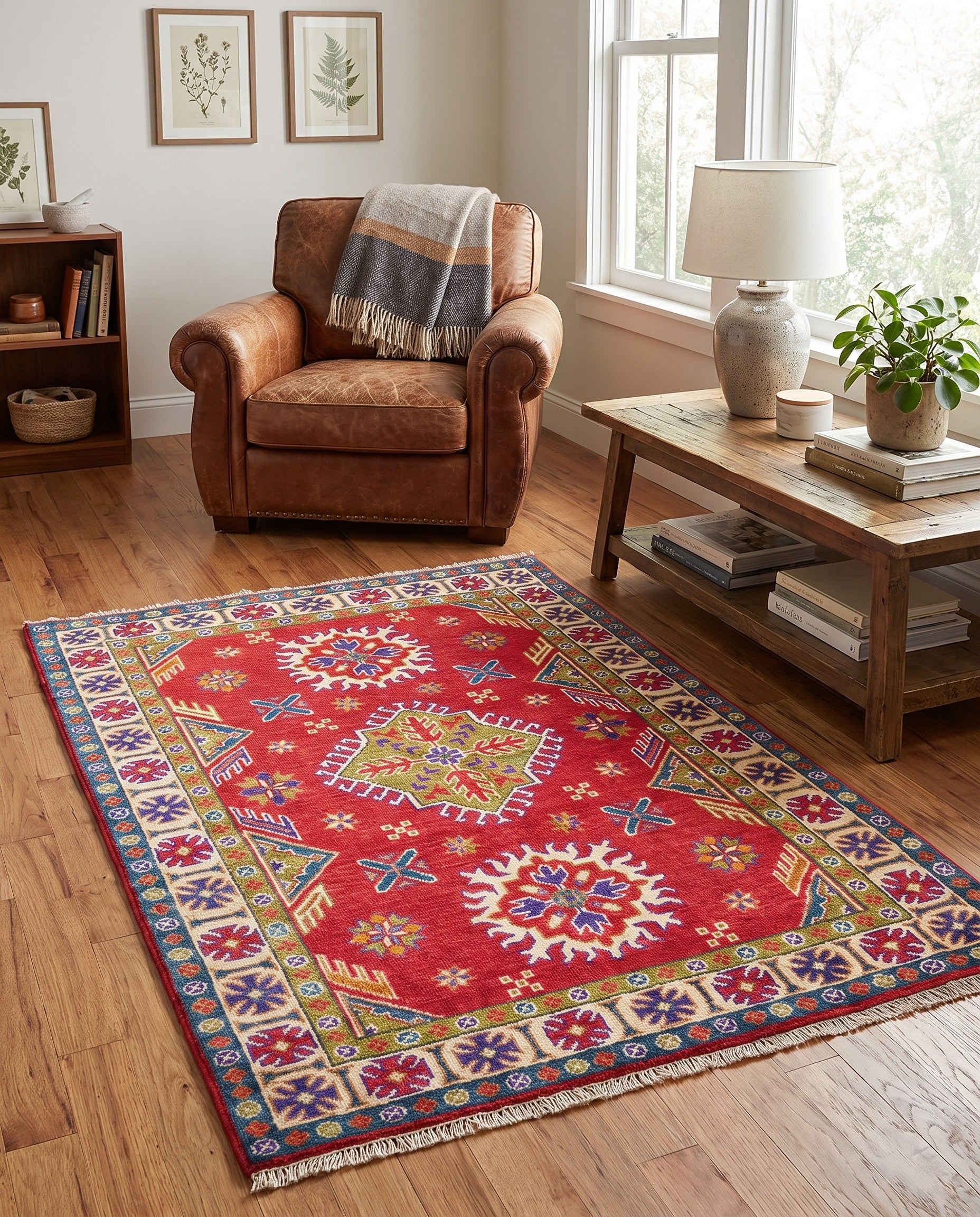 3' 3 x 4' 9 Hand Knotted Kazak Rug
