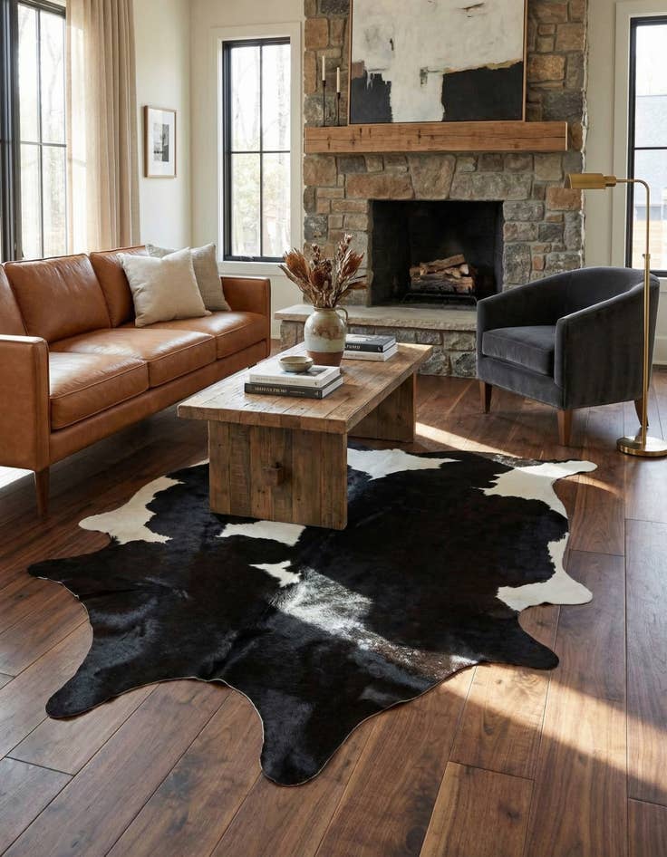 Detail image of 5' 2 x 6' 8 Cowhide Leather Rug