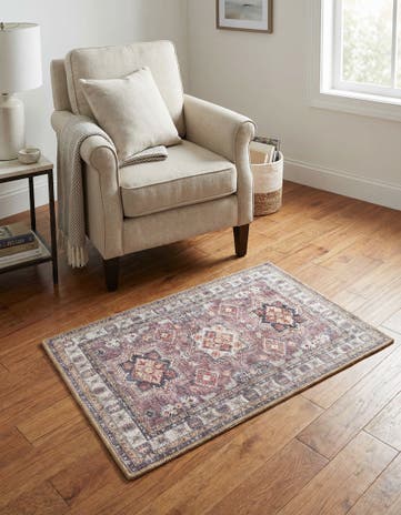 Antique Rose Pink Washable Timeless Rug