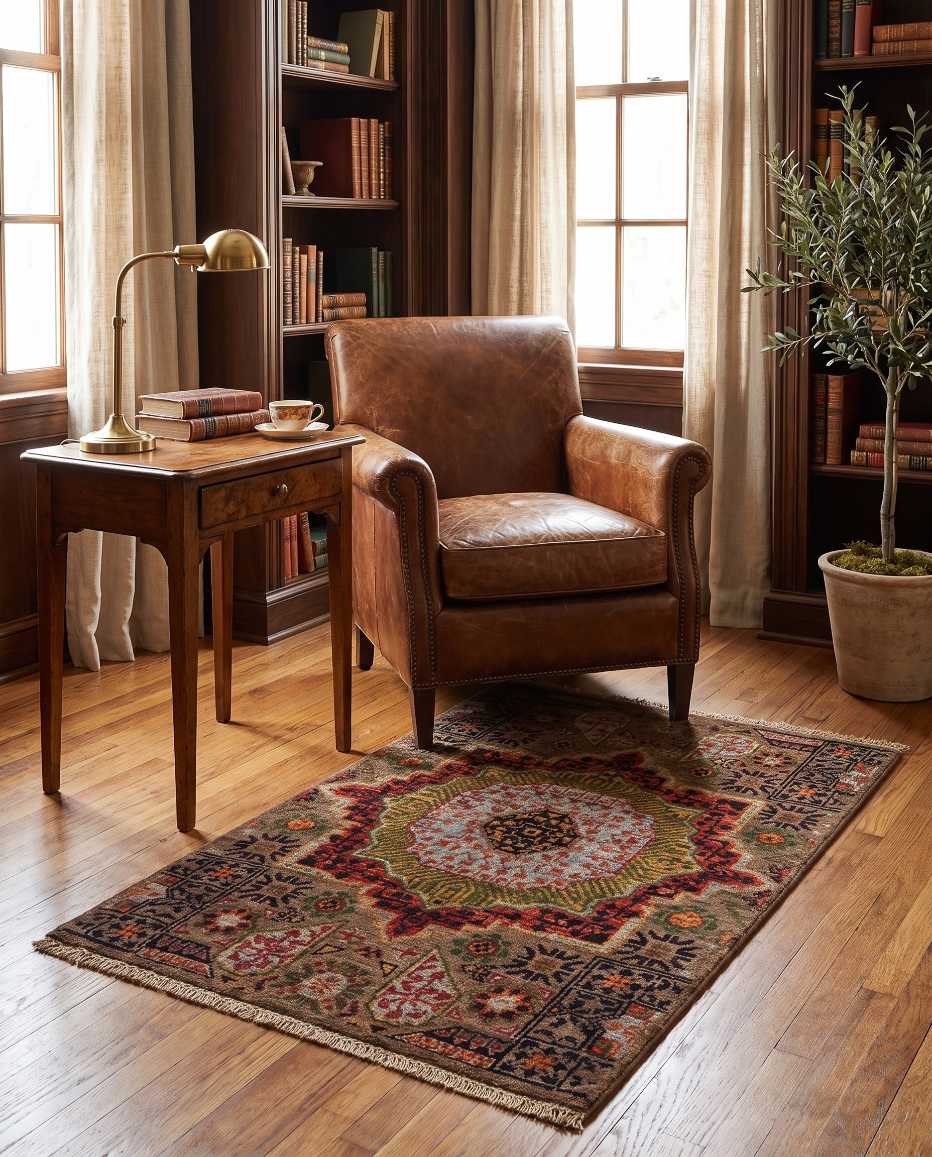 2' x 3' Hand Knotted Mamluk Ziegler Rug