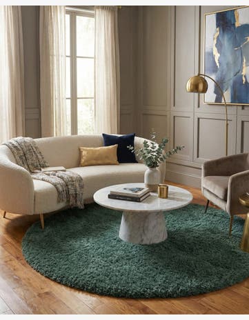 Forest Green Infinity Shag Round Rug