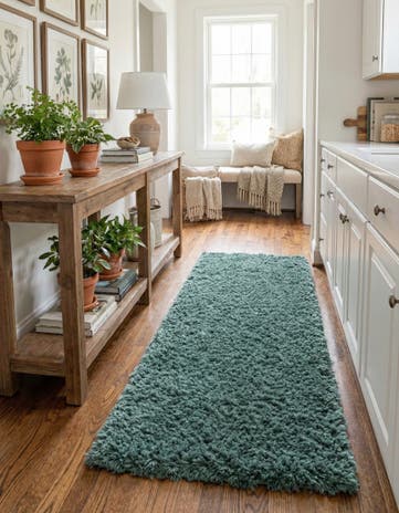 Forest Green Infinity Shag Runner Rug