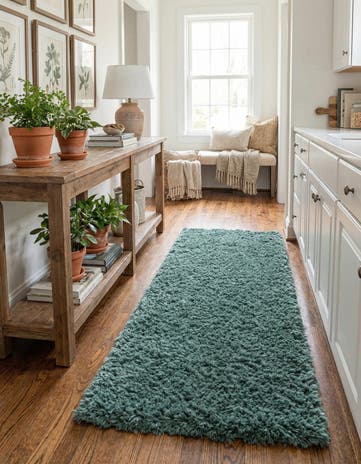 Forest Green Infinity Shag Runner Rug
