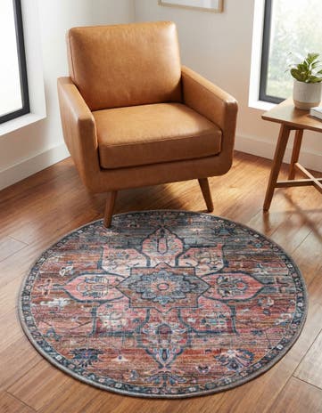 3' 3 x 3' 3 Washable Nostalgia Round Rug