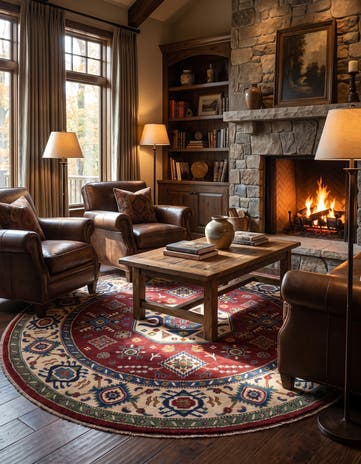 7' x 7' 1 Hand Knotted Kazak Round Rug