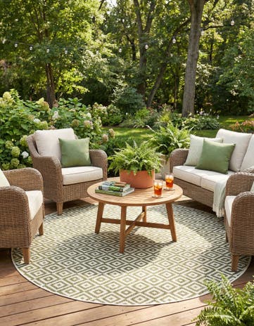 6' 7 x 6' 7 Easy-Clean Jill Zarin Costa Rica Indoor / Outdoor Round Rug