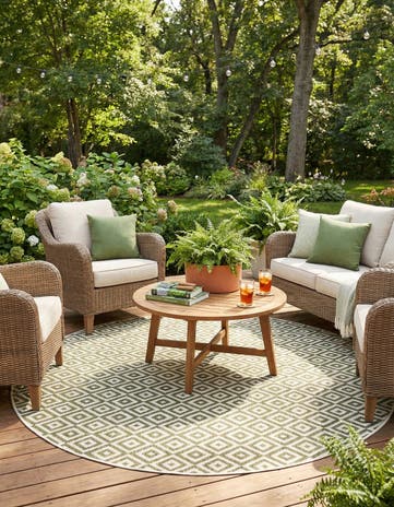 6' 7 x 6' 7 Easy-Clean Jill Zarin Costa Rica Indoor / Outdoor Round Rug