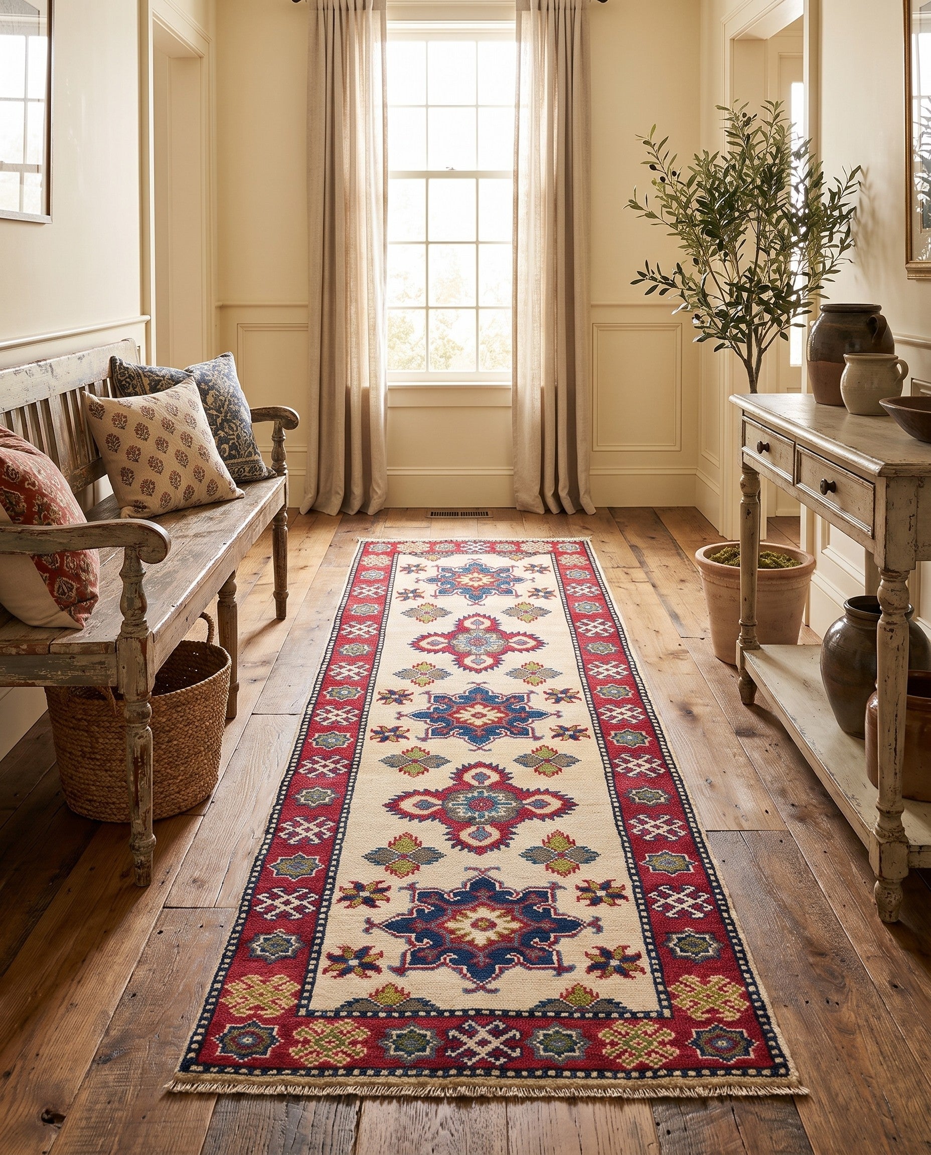 2' 1 x 6' 4 Hand Knotted Kazak Runner Rug