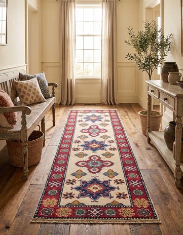 2' 1 x 6' 4 Hand Knotted Kazak Runner Rug