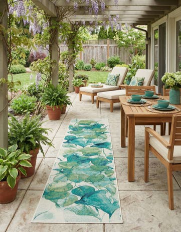 2' 7 x 12' Easy-Clean Botanical Indoor / Outdoor Runner Rug