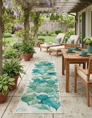 2' 7 x 12' Easy-Clean Botanical Indoor / Outdoor Runner Rug
