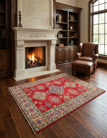 4' 1 x 6' 1 Hand Knotted Kazak Rug