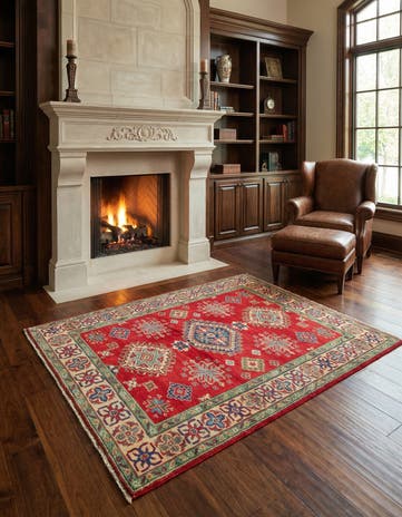 4' 1 x 6' 1 Hand Knotted Kazak Rug