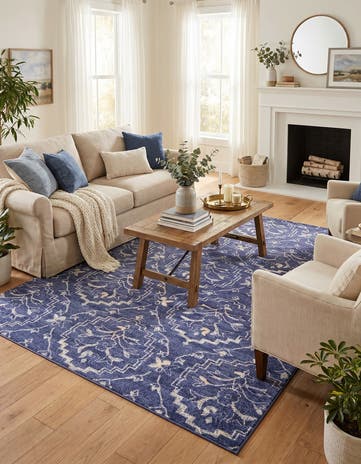 Blue Damask Rug