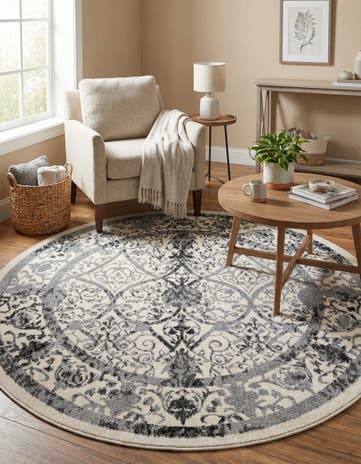 Ivory and Gray Miranda Round Rug
