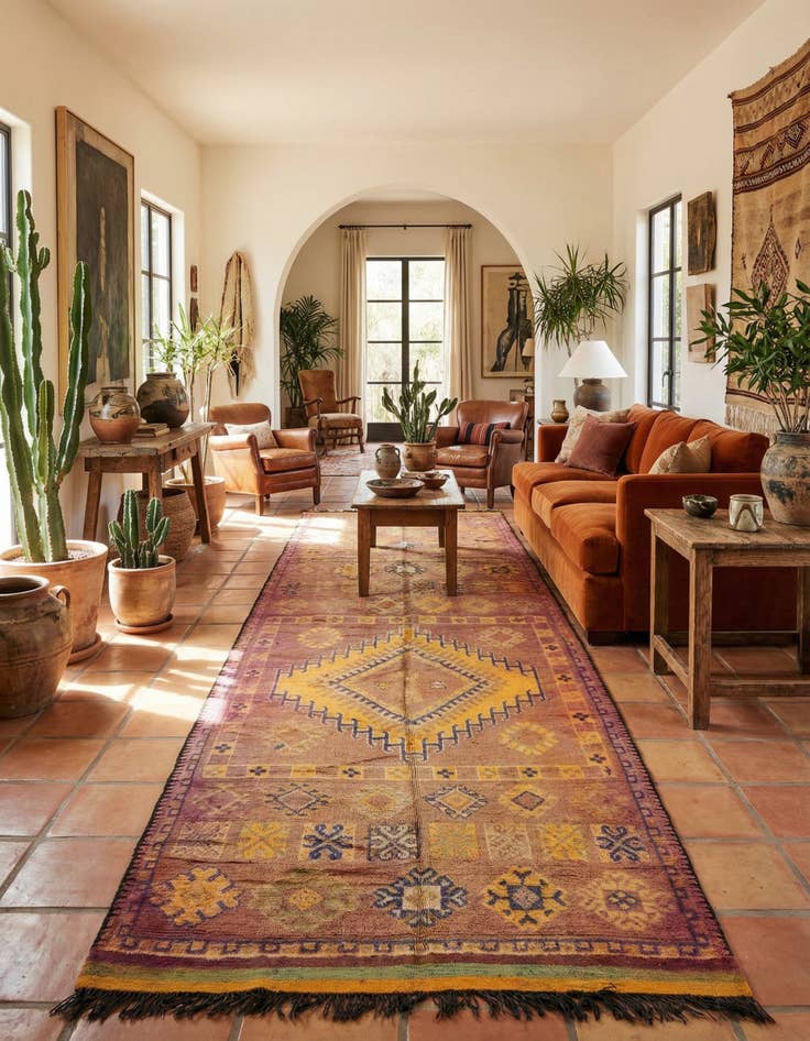 Detail image of 6' 10 x 14' 8 Hand Knotted Moroccan Wool Runner Rug