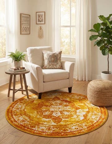 Orange Monte Carlo Round Rug