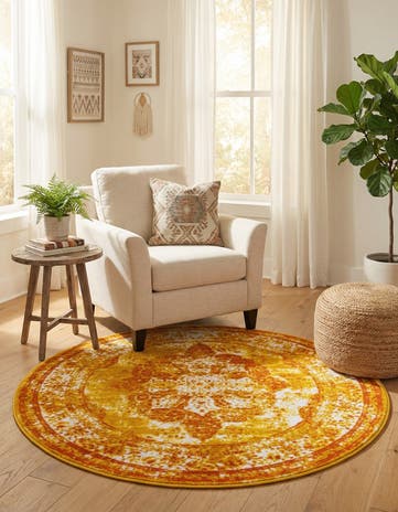 Orange Monte Carlo Round Rug