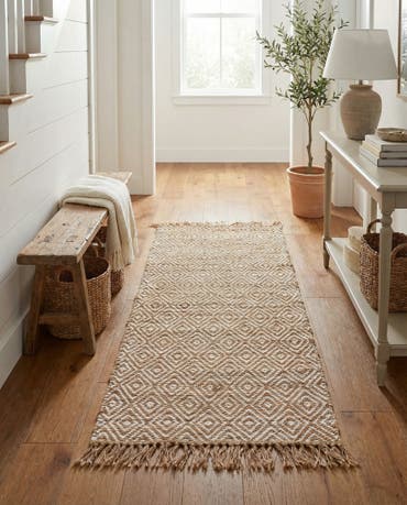  2' 7 x 6' 1  Hand Woven Braided Jute Runner Rug