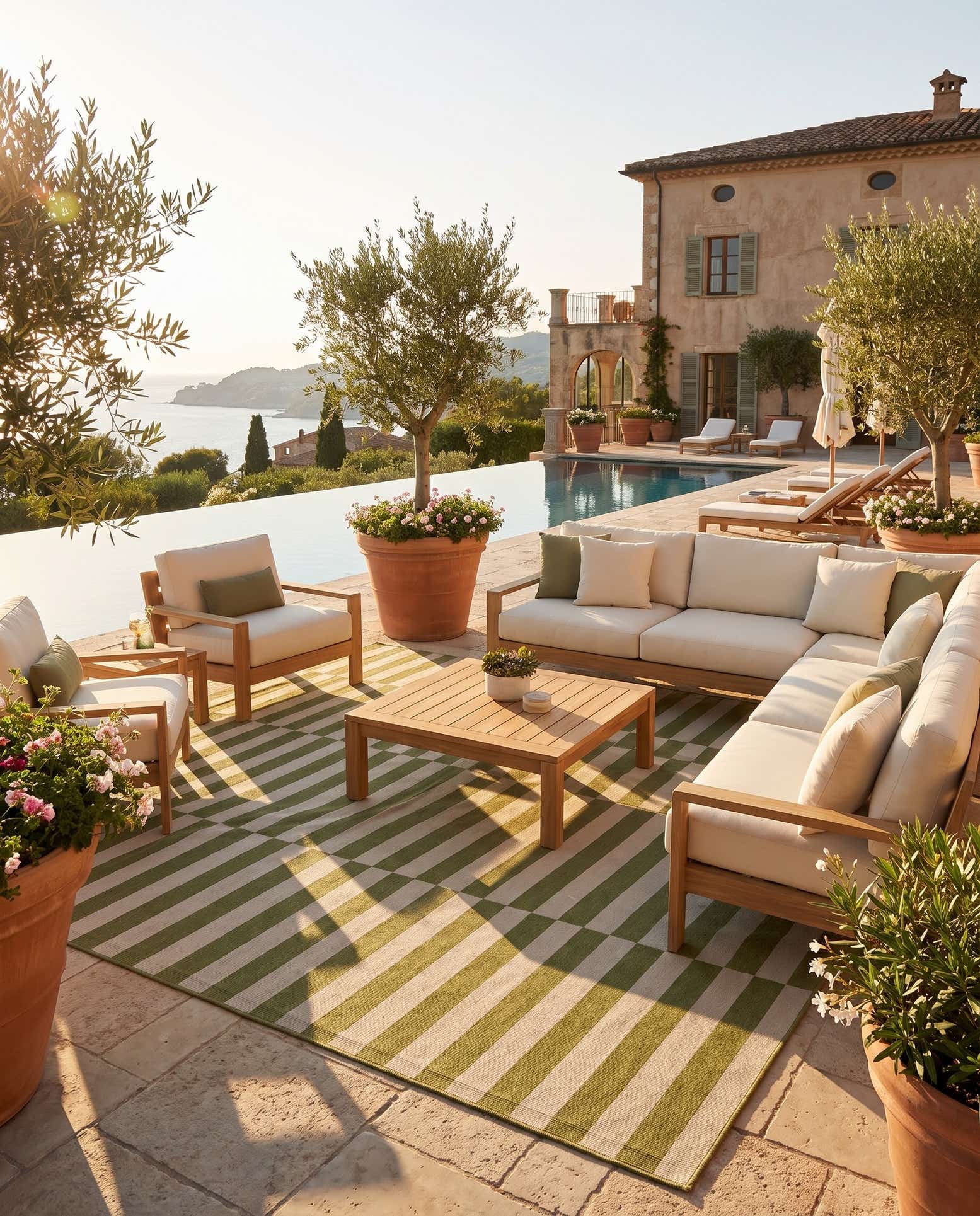 13' x 13' Easy-Clean Ribbon Indoor / Outdoor Square Rug