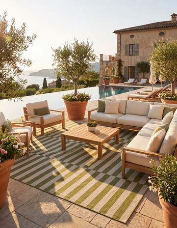 13' x 13' Easy-Clean Ribbon Indoor / Outdoor Square Rug