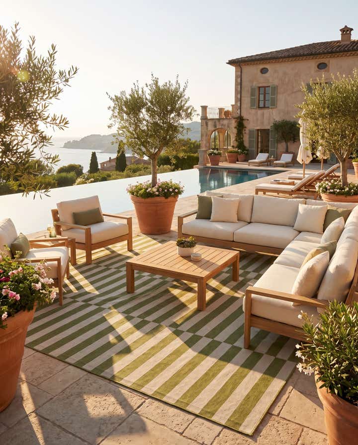 13' x 13' Easy-Clean Ribbon Indoor / Outdoor Square Rug