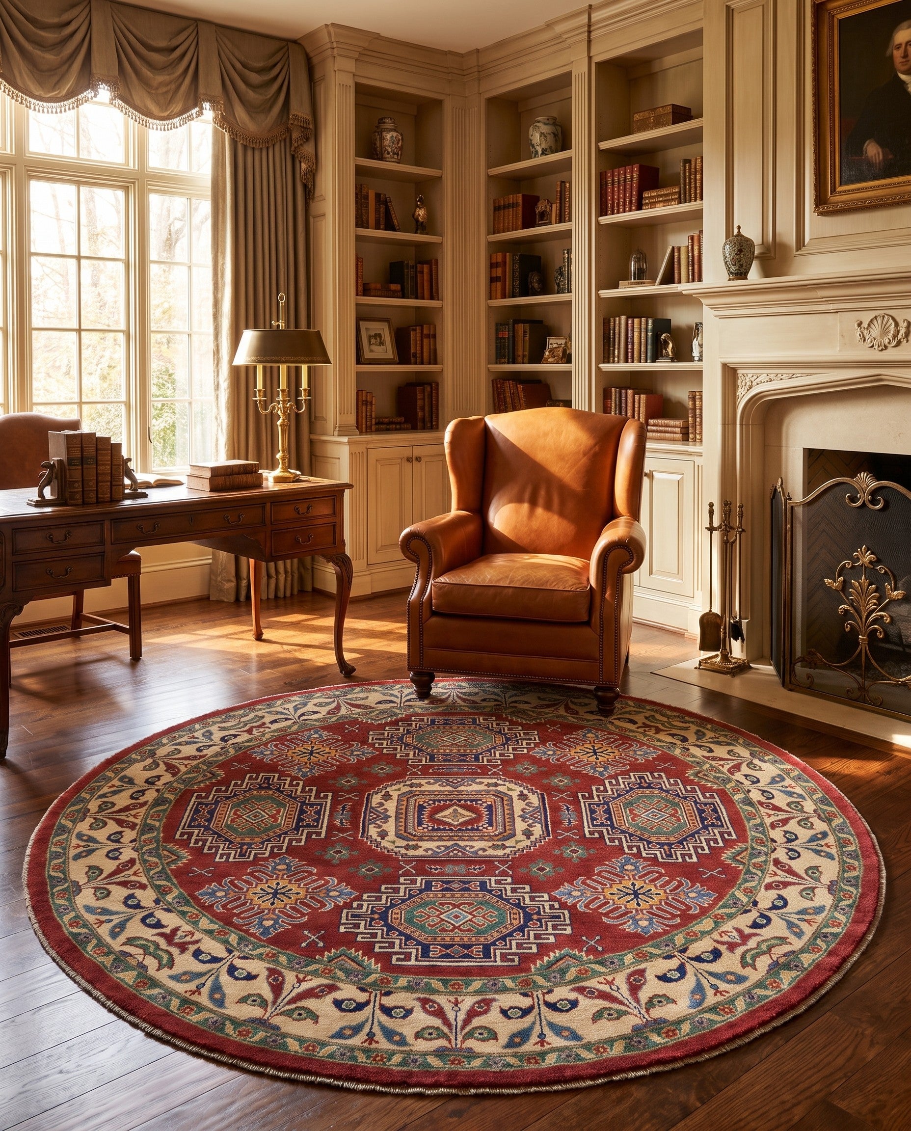 6' 6 x 6' 7 Hand Knotted Kazak Round Rug