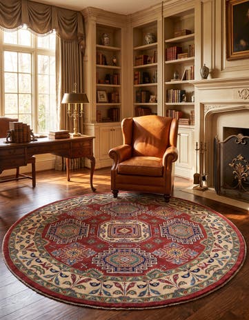 6' 6 x 6' 7 Hand Knotted Kazak Round Rug
