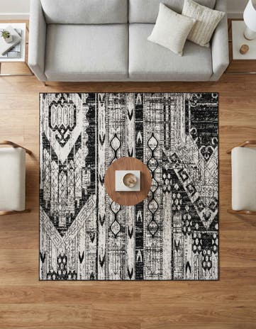 Black and White Oregon Square Rug