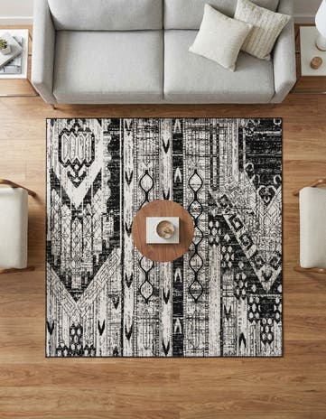 Black and White Oregon Square Rug