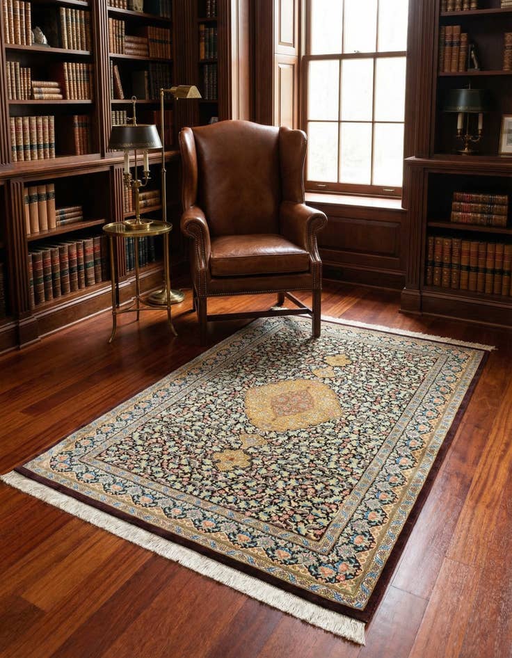 Detail image of 3' 4 x 4' 10 Ghom Silk Rug