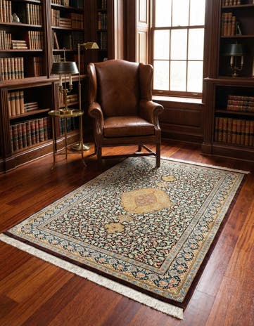 3' 4 x 4' 10 Ghom Silk Rug