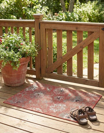 Terracotta Easy-Clean Botanical Indoor / Outdoor Rug