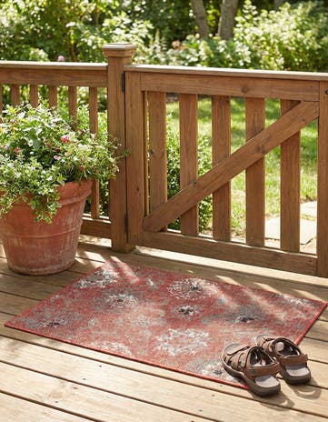 Terracotta Easy-Clean Botanical Indoor / Outdoor Rug