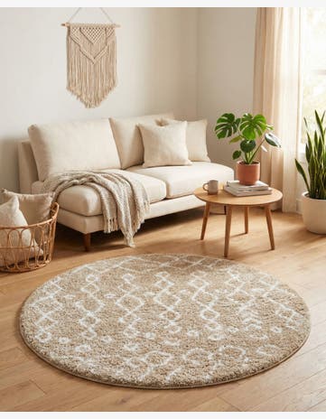 Taupe Marrakesh Shag Round Rug