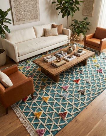 6' 7 x 10' 6 Hand Knotted Moroccan Wool Rug