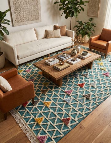 6' 7 x 10' 6 Hand Knotted Moroccan Wool Rug