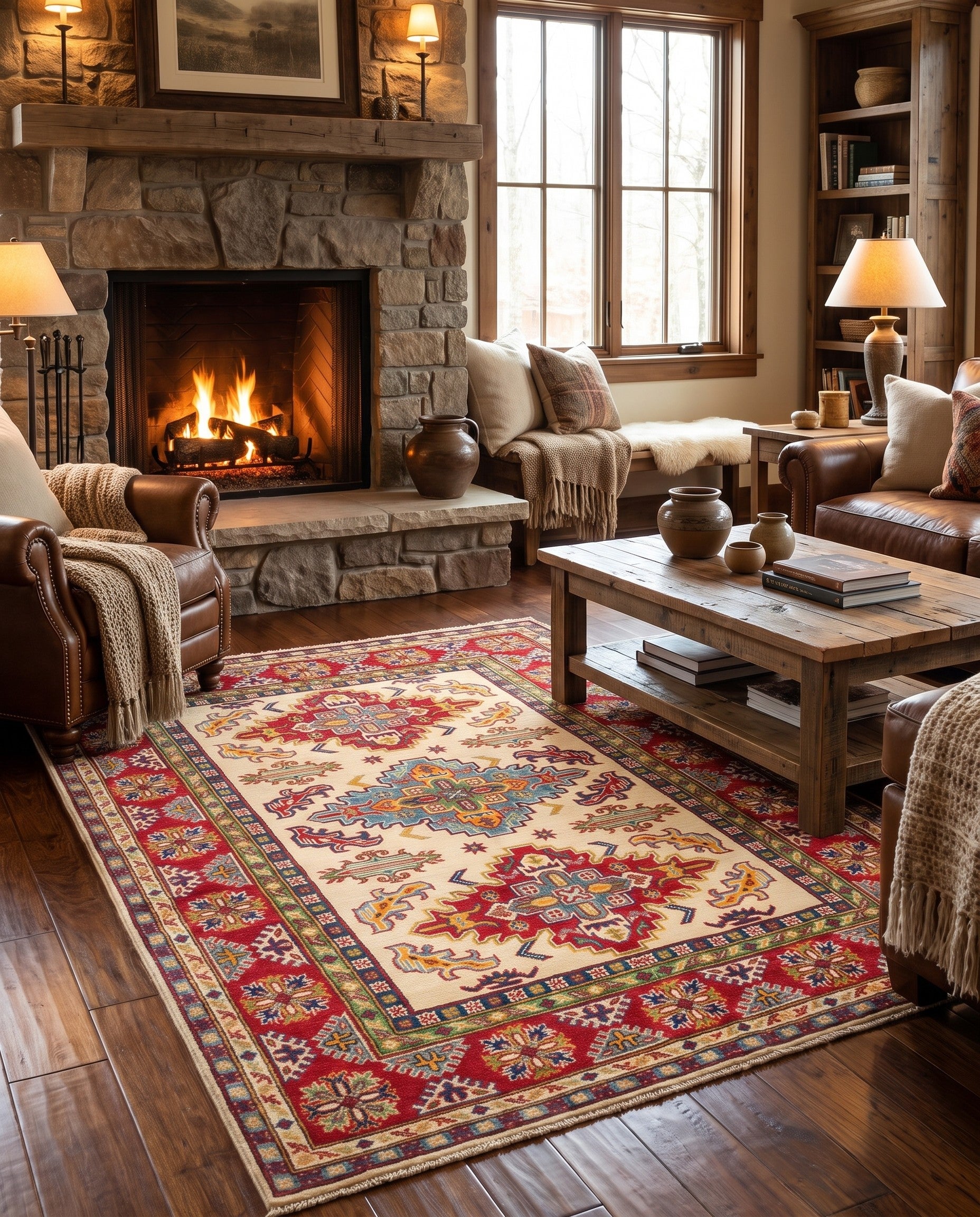 4' 11 x 7' Hand Knotted Kazak Rug