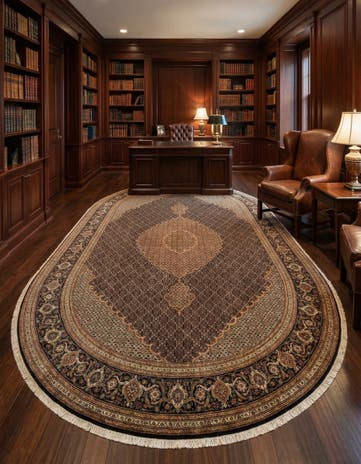 6' 6 x 9' 8 Tabriz Mahi Oval Rug