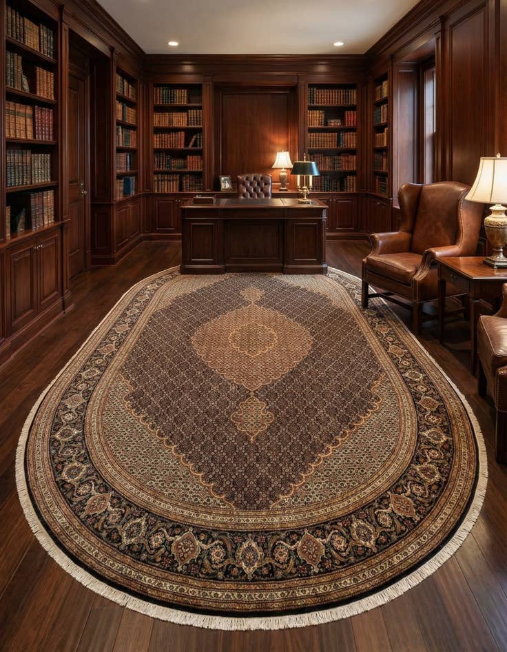 Detail image of 6' 6 x 9' 8 Tabriz Mahi Oval Rug