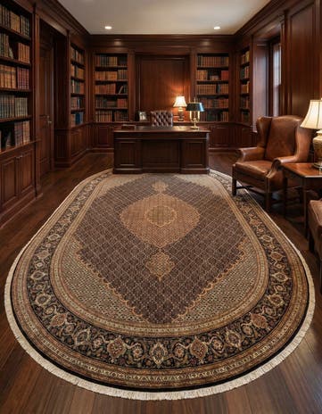 6' 6 x 9' 8 Tabriz Mahi Oval Rug