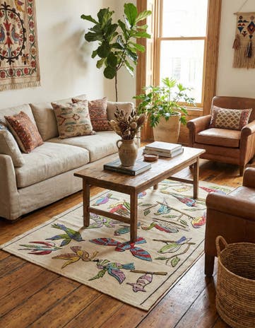 3' 2 x 4' 8 Hand Woven Kilim Suzani Wool Rug