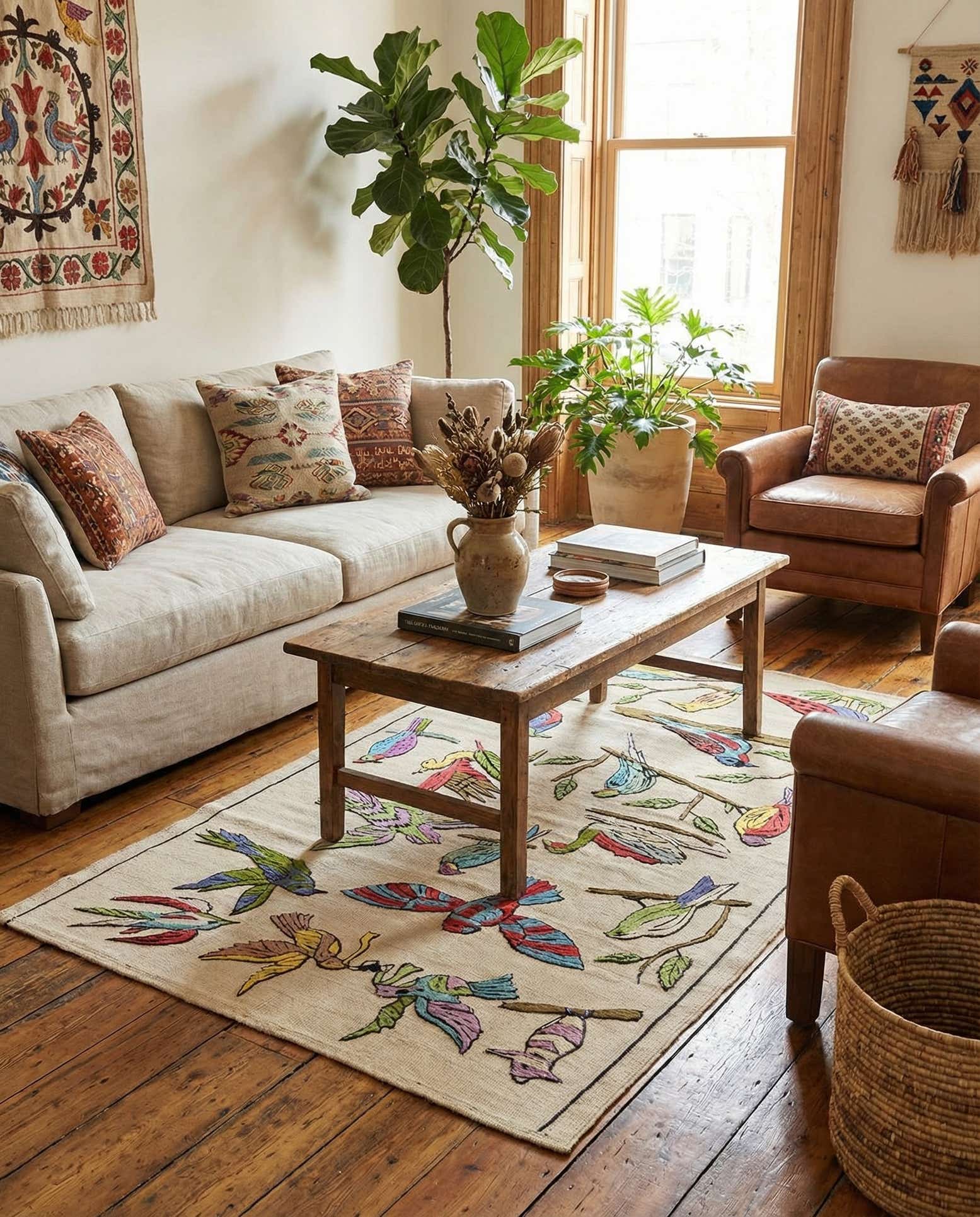3' 2 x 4' 8 Hand Woven Kilim Suzani Wool Rug