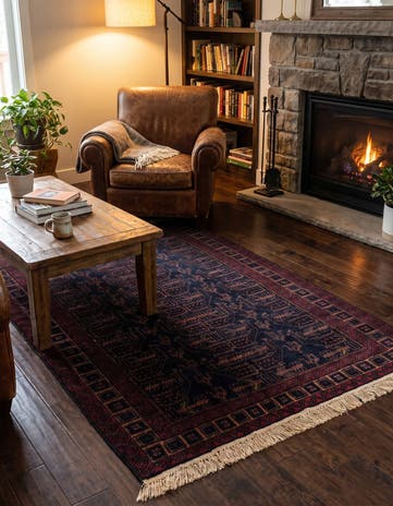 3' 10 x 6' 2 Hand Knotted Afghan Akhche Oriental Wool Rug